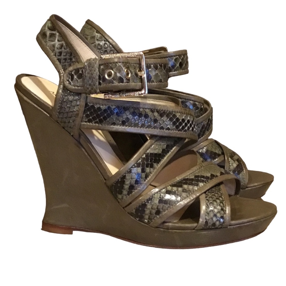 Alexandre Birman Python Leather Platform Wedge St… - image 2